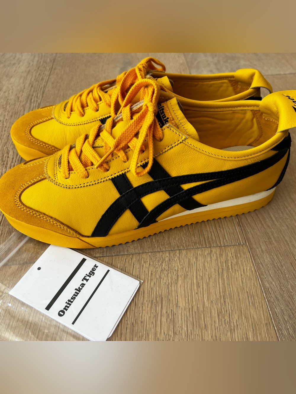 Onitsuka Tiger Mexico 66 Yellow/Black Low Top Lace-Up Leather Sneakers 39.5 EU